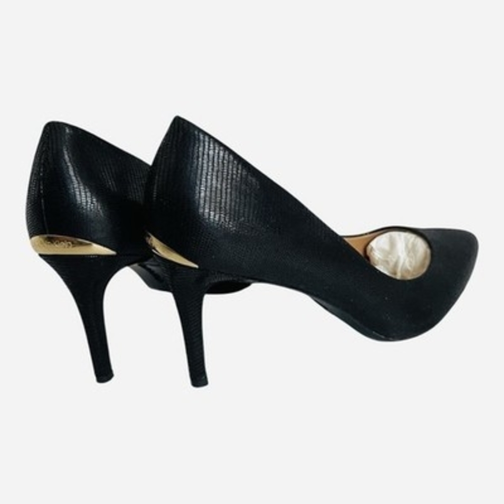 Calvin Klein Kamara Black Snake Embossed Pointed Toe Stiletto Pump Size 7 VG - Picture 6 of 8